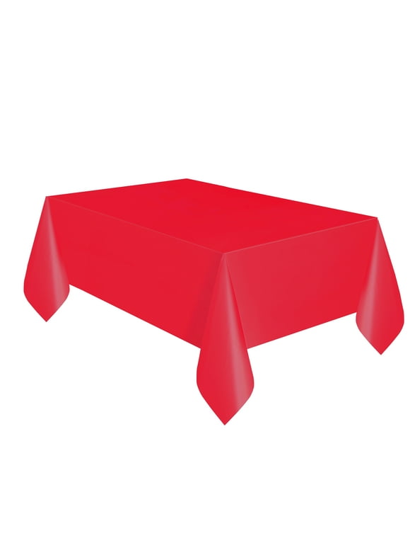 Way to Celebrate! Red Plastic Party Tablecloth, 108in x 54in