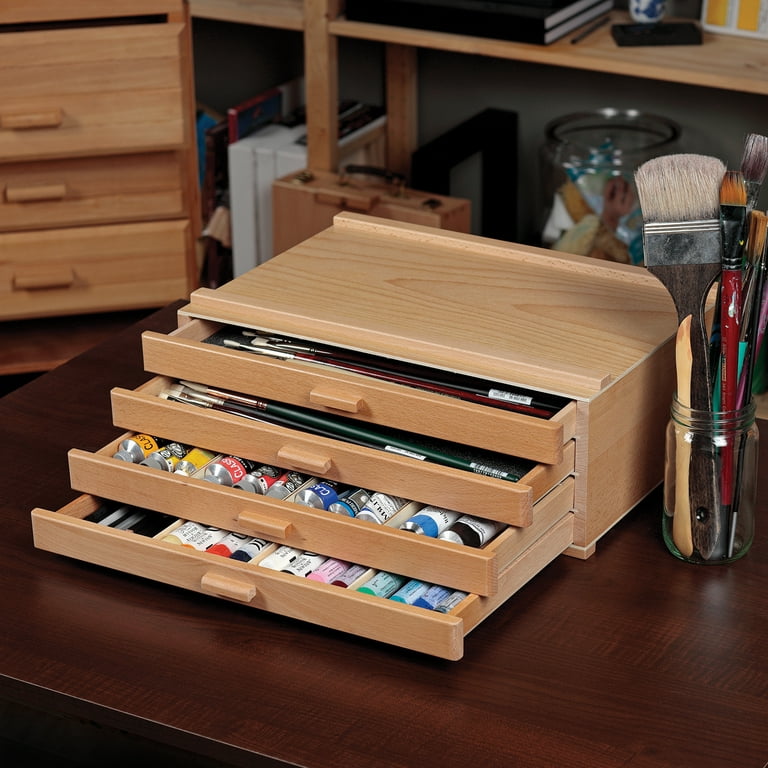 HG Art Concepts Artists Storage Chests - Premium Studio Organizer for Paint Tubes, Brushes, Pecils, Markers, & More! - 4 Drawer