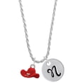 thumbnail image 1 of Delight Jewelry Silvertone Red Cowboy Hat Silvertone Script Initial Disc - N - Charm Necklace, 20"+3", 1 of 4