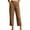 Khaki, variant on Capri Pants for Women Straight Leg Elastic Waist Comfy Cotton Blend Lounge with Pockets Khaki Loose Cropped Size L
