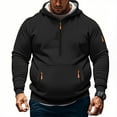 thumbnail image 2 of Xcmzpl Big and Tall Hoodies for Men Quarter Zip Tactical Sweatshirts Solid Cargo Pullover Causal Loose Gym Athletic Hoodie Zipper Pocket, 2 of 6