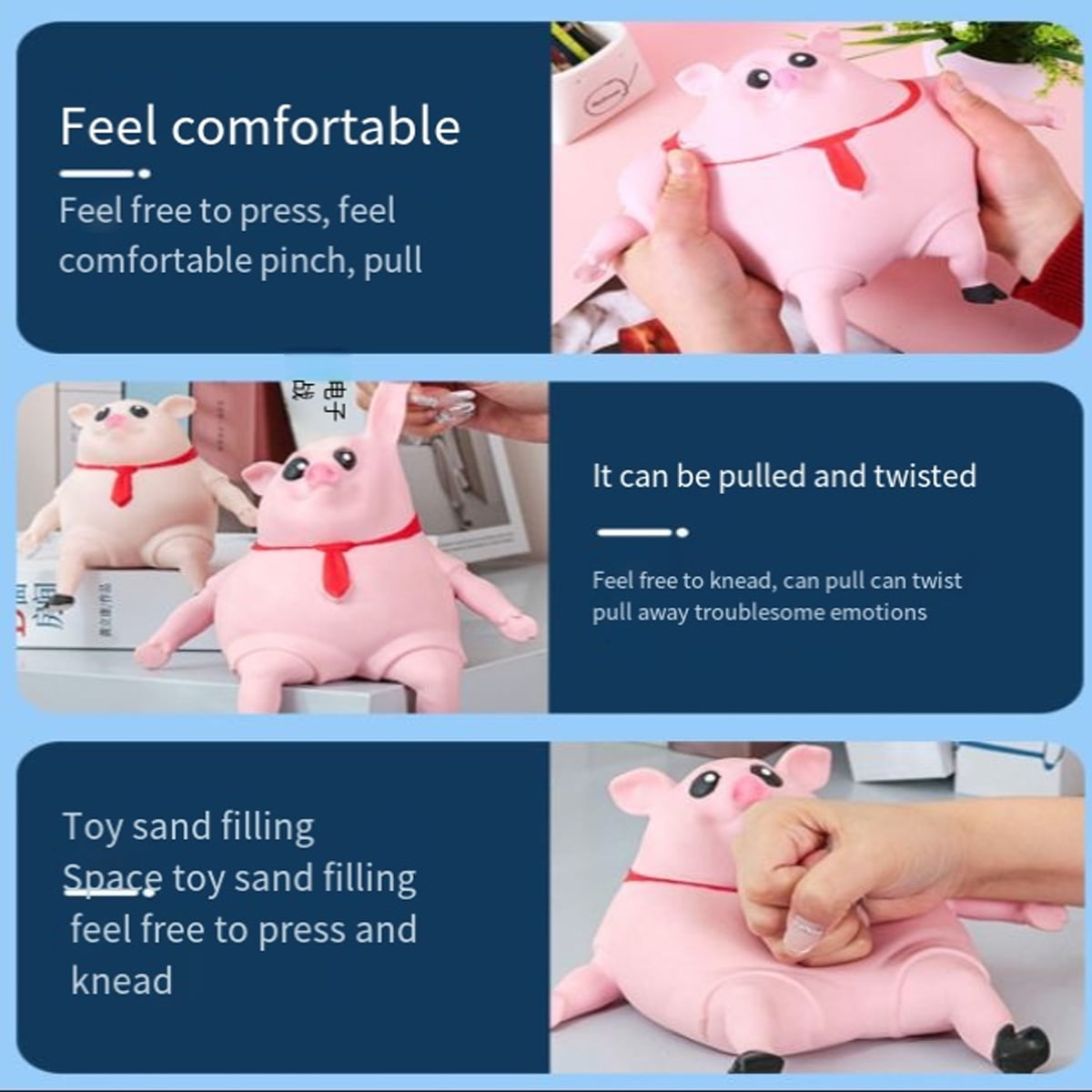 HYCSC Squishy Pig Toys - Pink Pig Squishy Toy for Kids Adults, Novelty Pig Squeeze Toys, Funny Tiktok Pig Sensory Stress Toy for Decompress and Anxiety Relief Women Men Kids (Big)