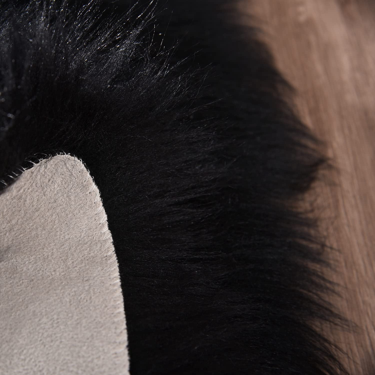ORINOVA Black Washable Fluffy Area Rugs For Bedroom Shaggy Faux Sheepskin Fuzzy Fur Carpet For Living Room Hallway Nursery Rugs Runner 2x6