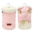 thumbnail image 1 of Pet Clothing Supplies Warm Fleece Padded Apparel Puppy Vest Pet clothes Plush Hoodie Cotton Padded Jacket Winter Coat PINK XL, 1 of 8