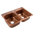 thumbnail image 4 of Sinkology Angelico Copper 33" Double Bowl Drop-In Kitchen Sink with 1 Hole, 4 of 4