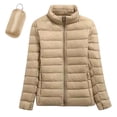 thumbnail image 2 of Tiqkatyck Womens Puffer Coat Women's Winter Warm Solid Color Stand Collar Hatless Ultra Light Down Jacket Puffer Jacket Womens Winter Jackets for Women Khaki L, 2 of 5