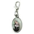 thumbnail image 2 of Ballerina Painting Antiqued Bracelet Pendant Zipper Pull Oval Charm with Lobster Clasp, 2 of 3