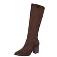 thumbnail image 2 of Womens Knee High Boots Closed Pointed Toe Chunky Heel Tall Boots Side Zipper Fall Dress Boot Shoes Brown 9(42), 2 of 9