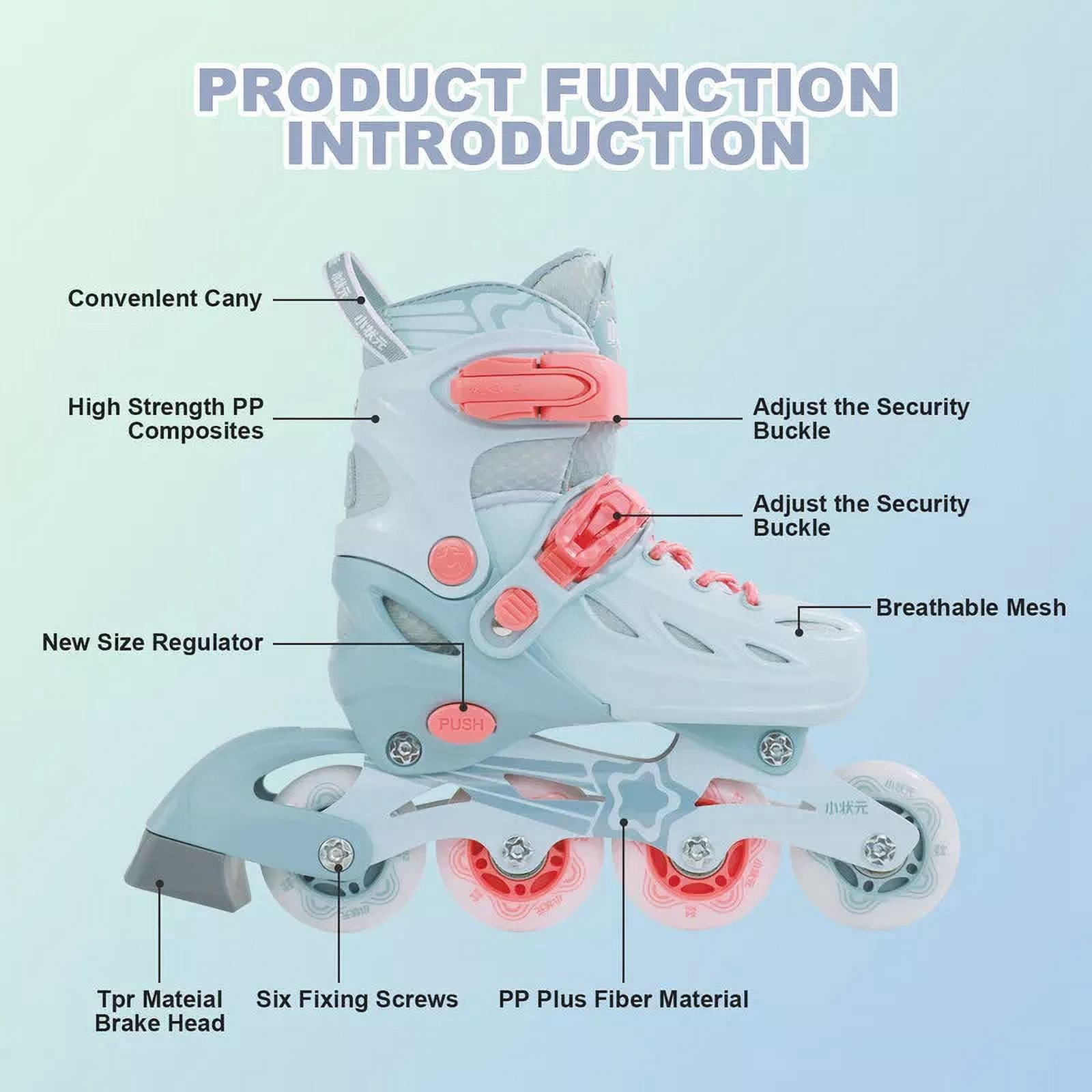 CJC Adjustable Inline Skates with Luminous Wheels for Boys and Girls Ages 4-12 Roller Skates for Kids Teens Beginners Indoor and Outdoor