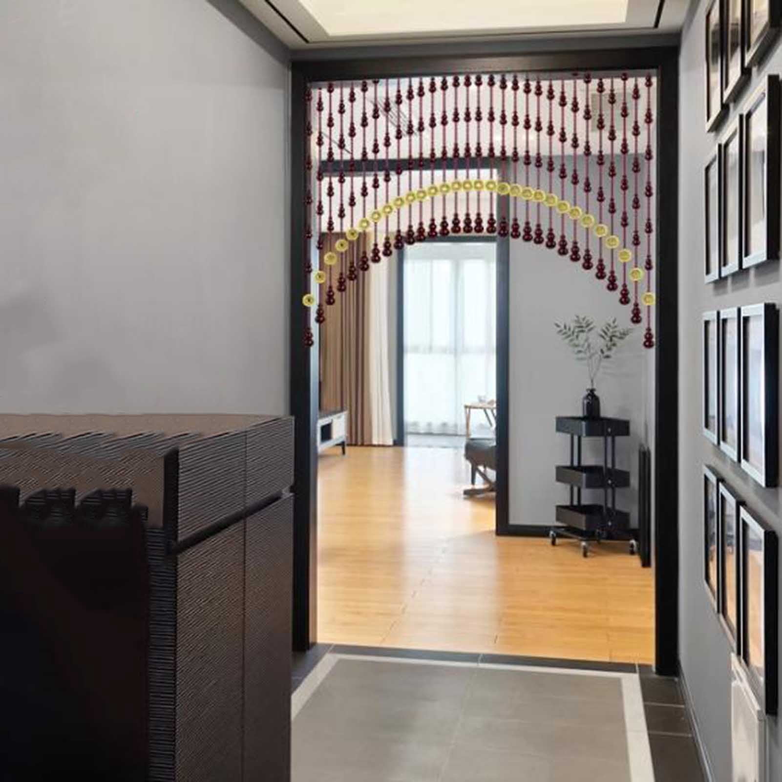 Hanging Decor Doorway Room Divider Door Curtain,Natural Bamboo Wood Beaded Curtain, Divider Strip Tassel Beads Curtain for Bedroom Living Room Kitchen Hallway Entrance