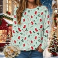 thumbnail image 6 of zaveiop Candy Canes Women Long Sleeve Sweatshirts Round Neck Pullover Sweaters Casual Blouse Tops (Light Green, M), 6 of 9