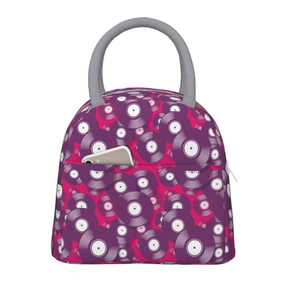 Balery Vintage Vinyl Record Bolsa de Almuerzo para Mujeres, Caja de Almuerzo, Bolsa de Almuerzo Pequeña Impermeable, Tote de Almuerzo Reutilizable con Gran Capacidad
