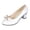 A-White, variant on Closed Pointed Toe Heels for Women Block Chunky Heeled Slip on Sandals Rhinestone Bow Glossy Leather Pumps Dress Shoes for Work Size 7 Beige