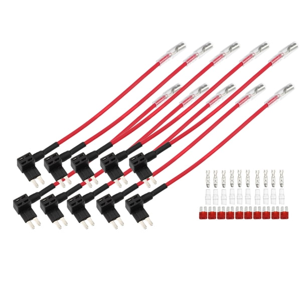 Unique Bargains Juego de 10 fusibles universales de 32 V con adaptador de fusible para grifo con fusibles estilo cuchilla de 10 A para automóviles y barcos