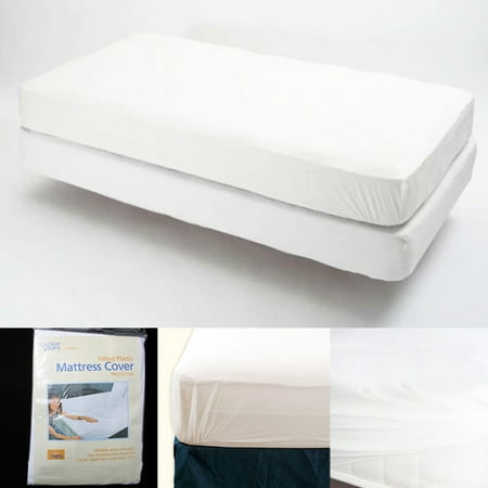 Twin Size Fitted Mattress Cover Vinyl Waterproof  Allergy Dust Bug Protector