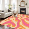thumbnail image 2 of 5'x8' Area Rugs, Pink Orange Indoor Outdoor Area Rug for Living Room Bedroom, Art Abstract Modern Geometric Washable Bathroom Rugs Kitchen Floor Carpet Mats Home Decor Aesthetic, 2 of 8