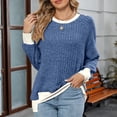 thumbnail image 3 of Fashion Shirts Tops for Womens Plus Size Long Sleeve Round Neck Color Matching Casual T-shirt, 3 of 8