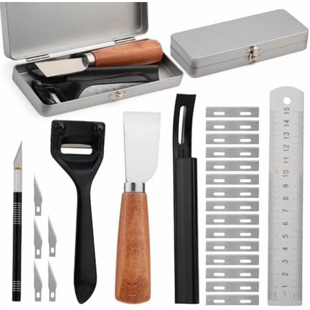Leather Skiver Carving Knife Metal Sharp Skiving Beveler Tools Beveler Leather Cutting Tool for Bag Wristband Belt Handmade DIY Craft
