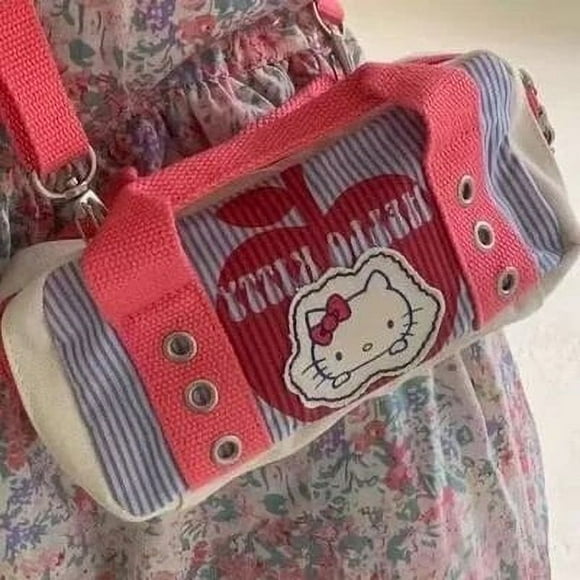 Sanrio New Fashion Hello Kitty Canvas Handbag Women American Retro Funny Little Crossbody Bag Student Cute Versatile Shoulderbag
