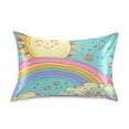 thumbnail image 7 of Yayeee Pillowcase King Size Set of 2 Satin Wrinkle Resistant Pillow Case, Retro Blue Rainbow, 7 of 7