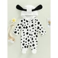 thumbnail image 2 of Bagilaanoe Newborn Baby Girl Autumn Hooded Jumpsuits Cow Print Long Sleeve Footed Bodysuit 3M 6M 12M 18M Infant Footed One Piece Romper, 2 of 7