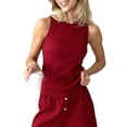 thumbnail image 3 of Women'S Summer 2 Piece Outfits Sets Sleeveless Crop Top Tank and Casual Shorts Red M, 3 of 9