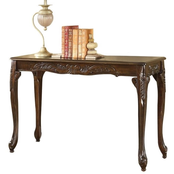 Bowery Hill Solid Wood Dark Cherry Console Table Rectangular 48" Unassembled