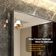 thumbnail image 4 of 36x24 Inch Metal Silver Frame Mirror for Bathroom, Brushed Rectangular Corner Vanity, Lightweight Deep Set Design Large Wall Mirrors Decorative, Hangs Horizontal & Vertical, 4 of 7