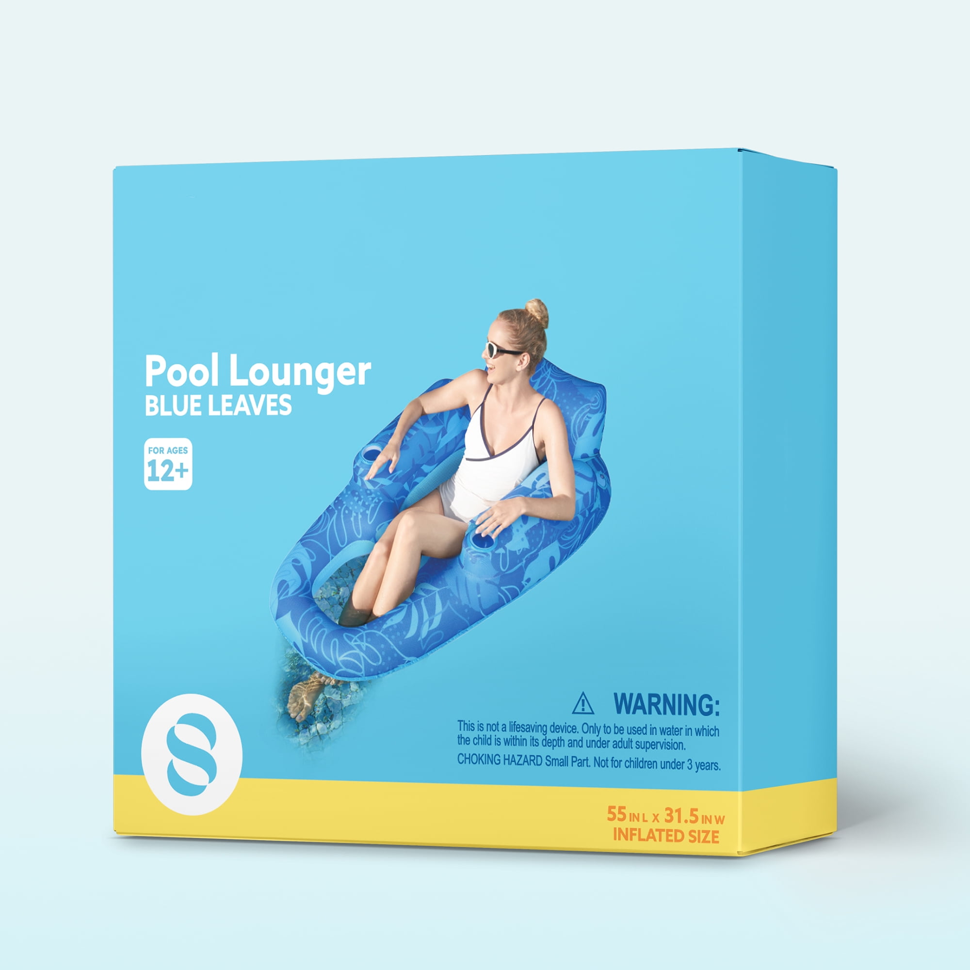JOYFY Inflatable Pool Lounger Chair for Adult, Pool Floats Lounger Raft Floaties Water Floating Recliner Chair with Cup Holders Foot Rest Swimming Pool Floaty