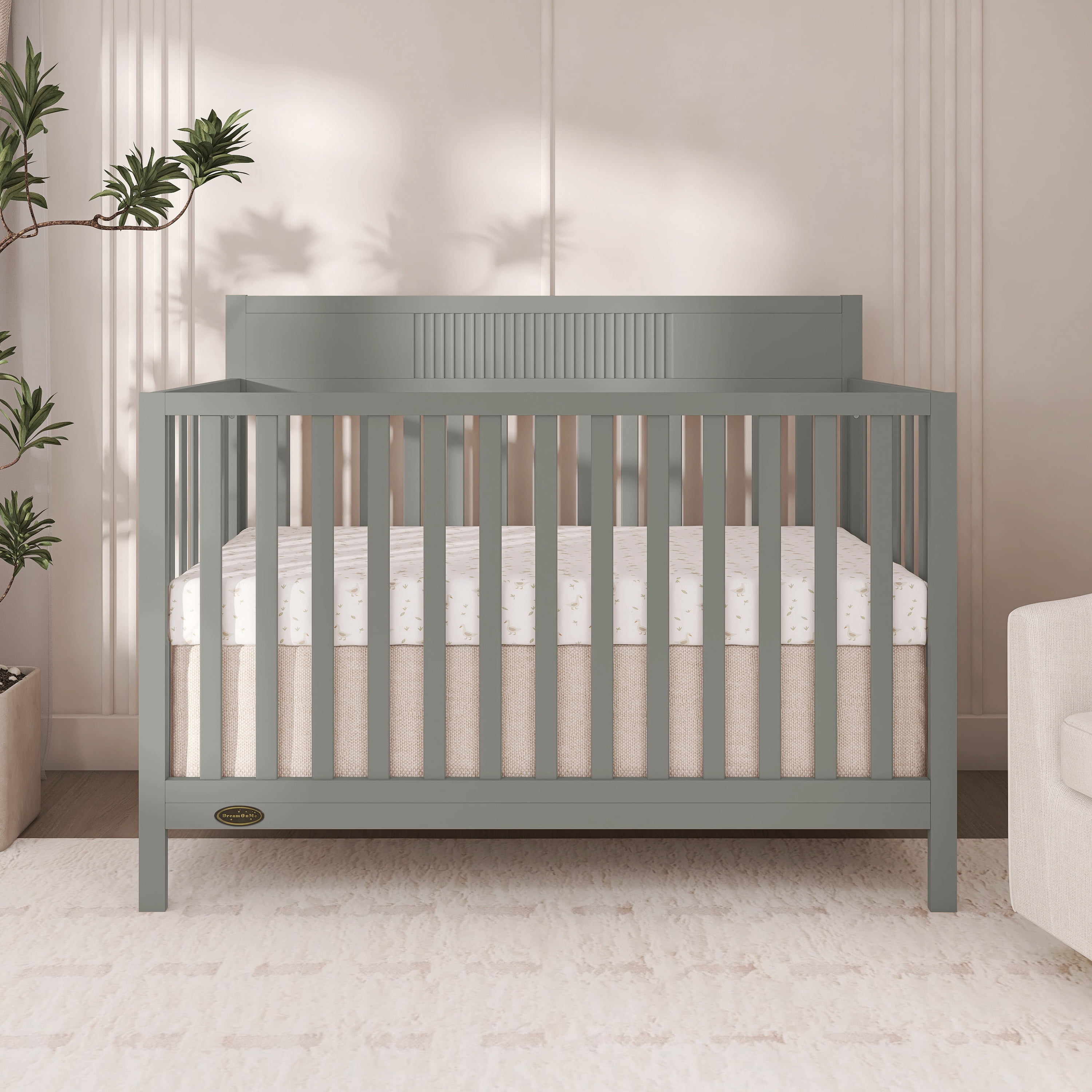 Dream On Me Ivy 5 in 1 Convertible Full-size Crib, Greenguard Gold & JPMA Certified, Converts from Baby Crib to Toddler Bed, Day Bed, Kids Bed and Full-size Bed, Seagrass