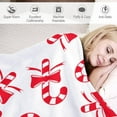 thumbnail image 4 of Candy Cane Red Bow Fleece Bed Blankets,Soft Flannel Cozy Blanket for Adults,Washable Lightweight Fuzzy Blanket Gift for Girls Boys 50X60in, 4 of 6