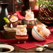 Lulu The Piggy Blind Box Figures - Lu's Table Series Blind Boxes Mystery Box Cute Animal Figurines Collectibles Home Decorations Holiday Birthday Gifts, Single Box
