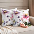 thumbnail image 2 of Country Wildflowers Pillow Covers 2 Pack Watercolor Gradient Purple Pink Floral Herb Plant Pillowcase Waterproof Outdoor Throw Pillow Cover for Patio Garden Square Cushion 20”x20”, 2 of 9