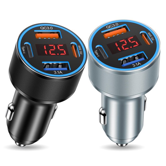 Cargador de teléfono de coche Avatcen, 65 W, 4 puertos USB C con voltímetro