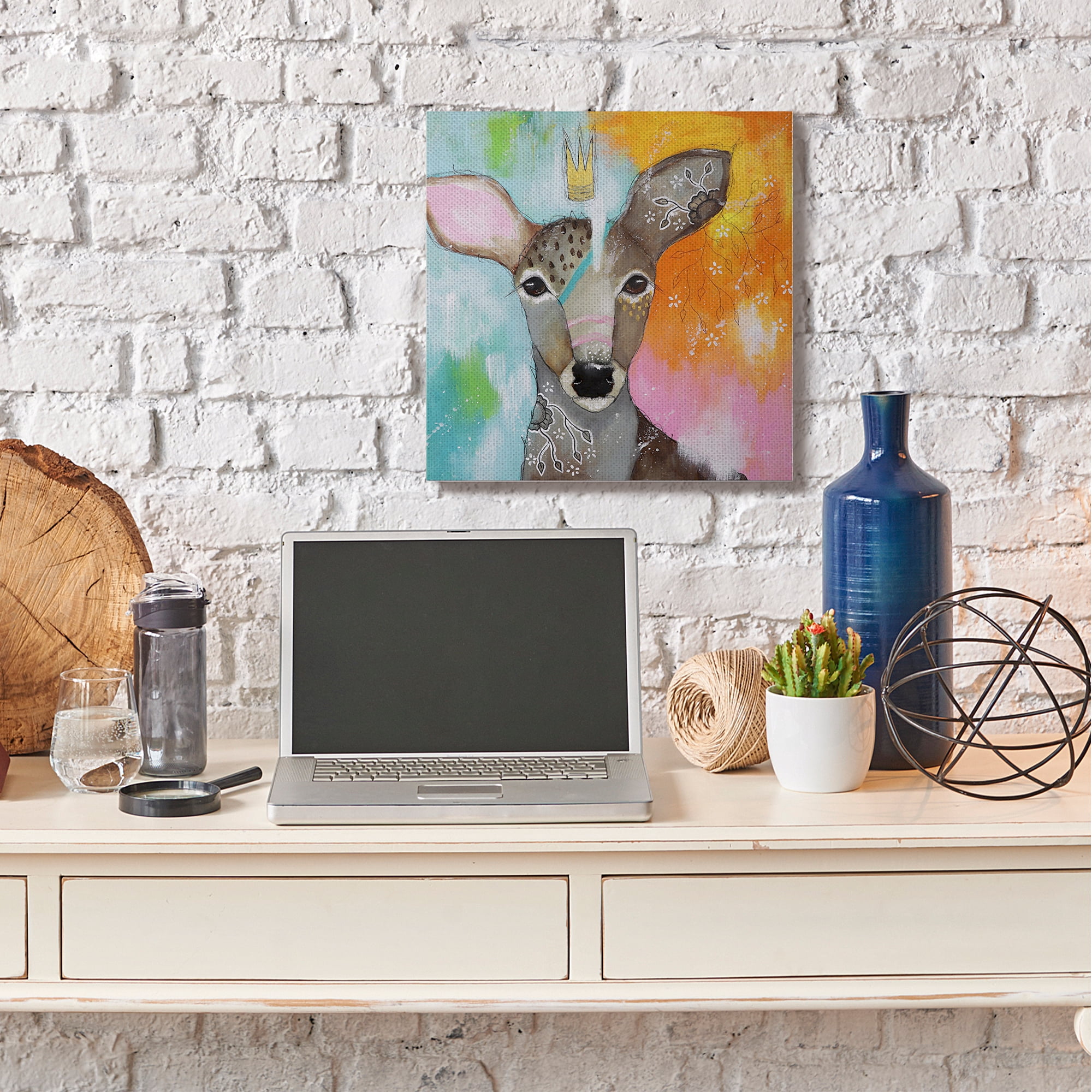 Stupell Industries Abstract Deer Portrait Mystical Forest Animal Charm Canvas Wall Art by The Secret Hermit