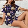 thumbnail image 4 of Wukai Lavender Flowers Women's Pajama Set,Short-Sleeve Top and Shorts with Elastic Waistband and Pockets for Loungewear, Yoga, and Casual Wear-Large, 4 of 8