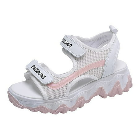 

PEASKJP Women s Sandals Wedge Sandals for Women Elastic Ankle Strap Low Wedge Sandals Open Toe Dress Platform Shoes Dressy Summer (Pink 7.5)