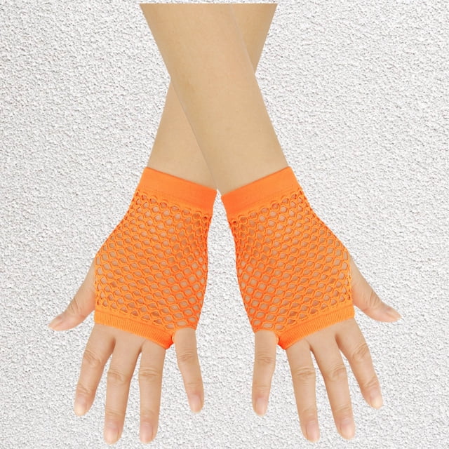 Gants Mitaines Courtes en Résille Sans Doigts pour Femmes Accessoires de Scène des Années 80