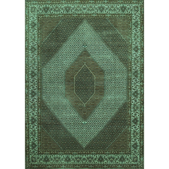 Ahgly Company Machine Washable Indoor Rectangle Persian Turquoise Blue Traditional Area Rugs, 5' x 7'