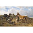 thumbnail image 2 of Anton Braith 14x11 Black Ornate Wood Framed Double Matted Museum Art Print Titled: Shepherd's Idyll in Summer Pasture with Cows and Goats, 2 of 5