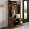 thumbnail image 2 of Castle Place Modern Hall Tree with Storage Cabinet, Walnut, 2 of 11