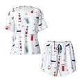 thumbnail image 4 of Picia Nautical Lighthouse Sailboat Pajamas Sets for Women Soft Short-Sleeved Pjs with Lounge Shorts Two Piece Sleepwear-3X-Large, 4 of 9