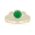 thumbnail image 4 of ANGARA Natural Aeon Emerald Halo Leaf & Vine Engagement Ring with Milgrain in 14K Yellow Gold for Women (Size-6mm) | May Birthstone, Anniversary, Jewelry Gift for Women | Natural Emerald Ring, 4 of 9