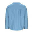 thumbnail image 4 of Yubnlvae Blue Women Button down Shirts Cotton Linen Blouse Tops Long Sleeve Collar Shirt Tunic Loose Fit Fashion Trendy Clothes, Xl, 4 of 6