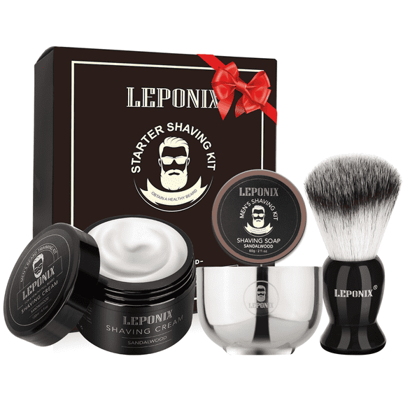 Shaving Kit for Men,Mens Shaving Kit include Sandalwood Shaving Cream, Shaving Soap, Shaving Brush, Shaving Bowl Gift Set for Men Gifts for Boyfriend
