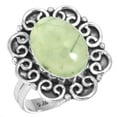 thumbnail image 1 of 925 Silver Ring For Women - Teens Green Natural Prehnite Stone Silver Ring Size 9.5 Hand Made Silver Ring Size 9.5 Gift For Sister On Cocktail Party 925 Gemstone Silver Jewelry, 1 of 6