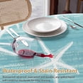 thumbnail image 4 of Sea Stars Round Tablecloth 54 inches Summer Beach Sea Stars Teal Texture Waterproof Oil-Proof Table Cloth Round Table Cover for Holiday Party Picnic Dinner Decor Indoor and Outdoor Use, 4 of 9