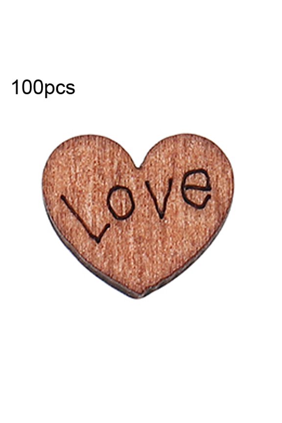 100Pcs Wooden Love Heart Button Wedding Table Scatter Confetti Decoration Crafts Multi-color Wood