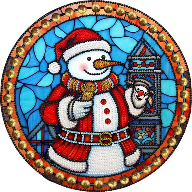 Kit Con Forma Especial Parcial 5D DIY Muñeco Nieve Navidad 30x30cm