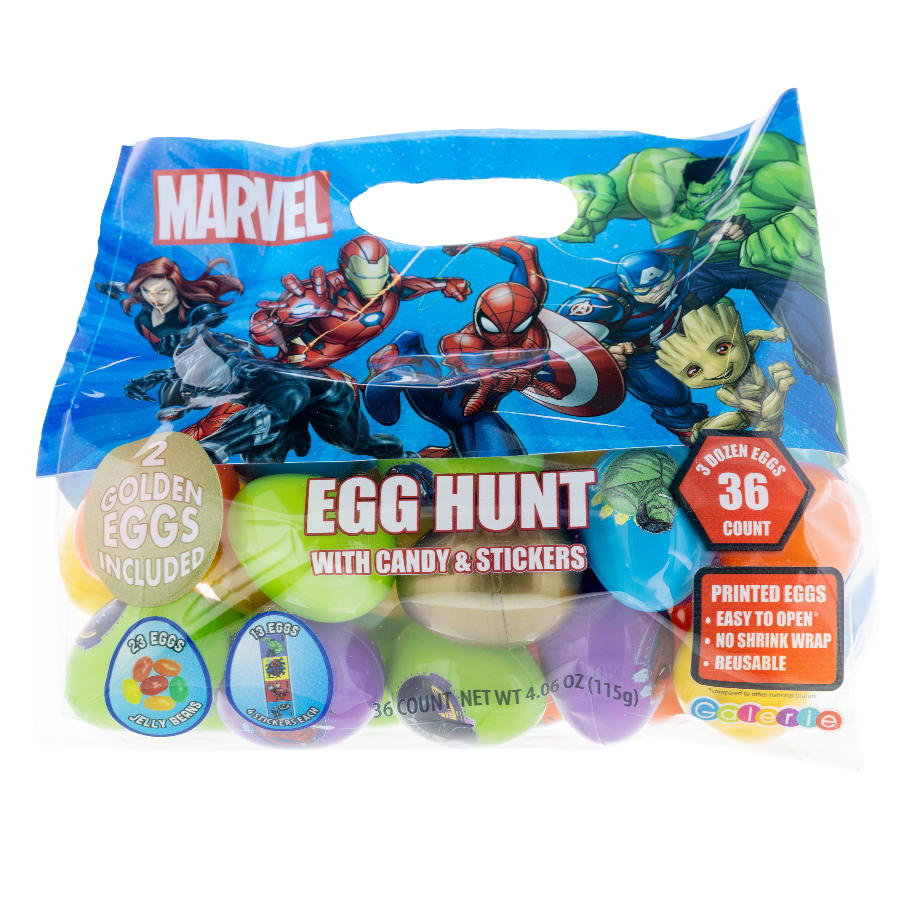 Galerie Marvel 36 Count Egg Hunt Bag with Candy and Stickers, 4.06 oz